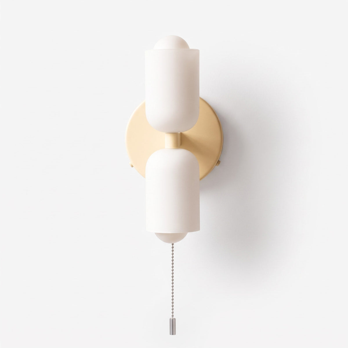 Doppelkopf Wandleuchte mit Glaszylindern im Messing-Design - Wall Light Fixtures - Creme - Voldeva