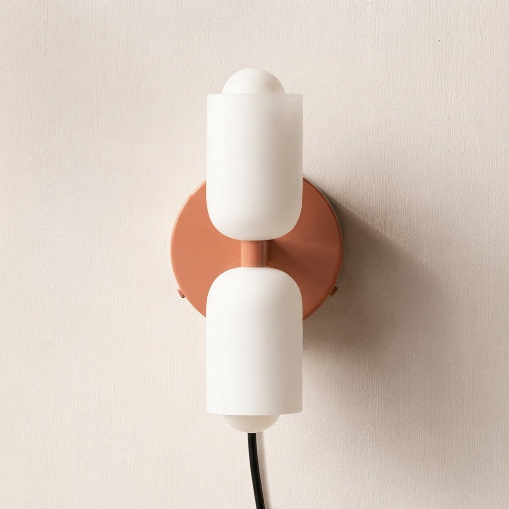 Doppelkopf Wandleuchte mit Glaszylindern im Messing-Design - Wall Light Fixtures - Rosa - Voldeva