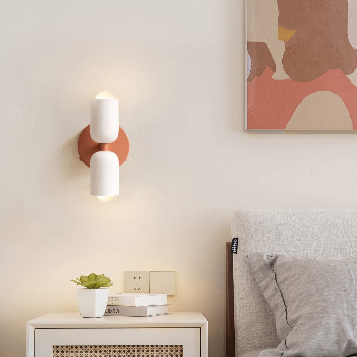 Doppelkopf Wandleuchte mit Glaszylindern im Messing-Design - Wall Light Fixtures - Rosa - Voldeva