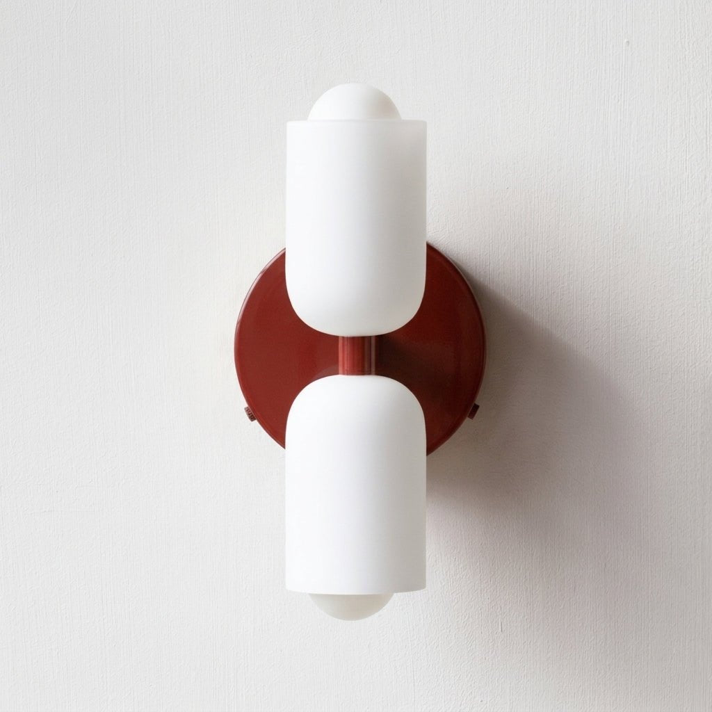 Doppelkopf Wandleuchte mit Glaszylindern im Messing-Design - Wall Light Fixtures - Rot - Voldeva