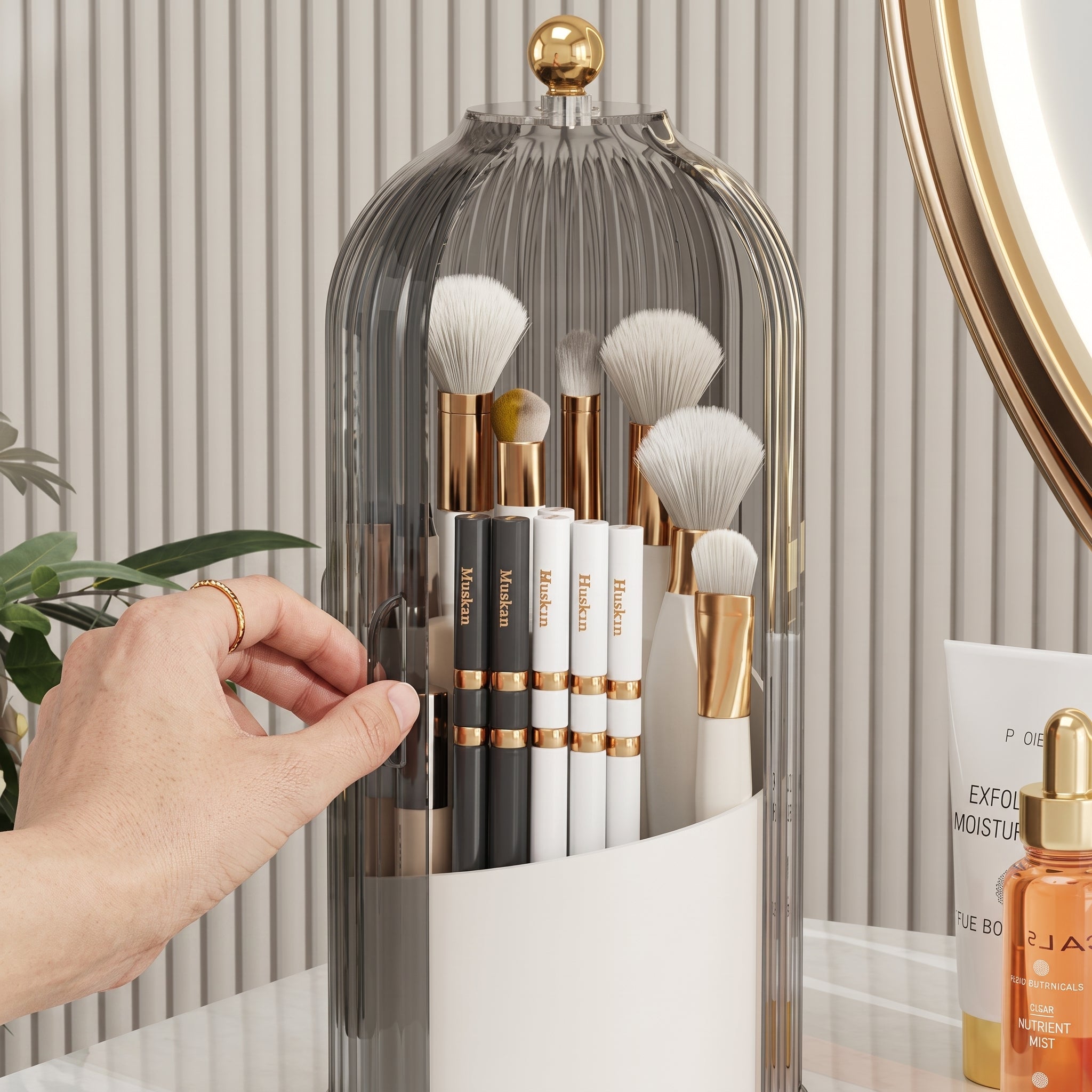 Drehbarer Kosmetik Organizer mit Glockendesign - Storage & Organization - Schwarz - Voldeva