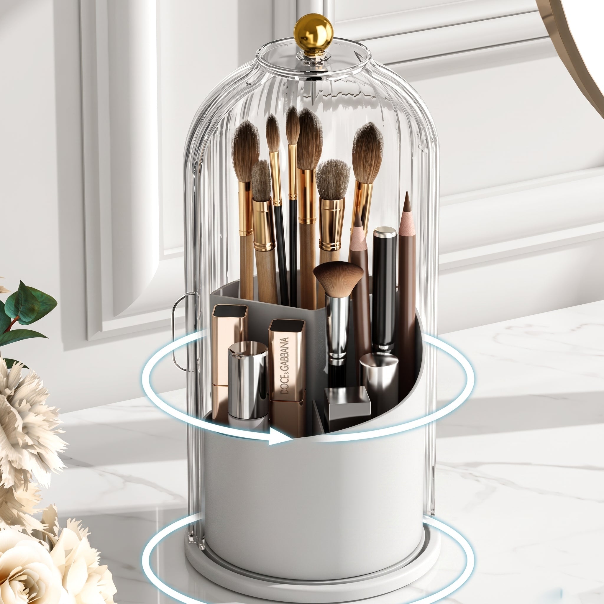 Drehbarer Kosmetik Organizer mit Glockendesign - Storage & Organization - Weiß - Voldeva