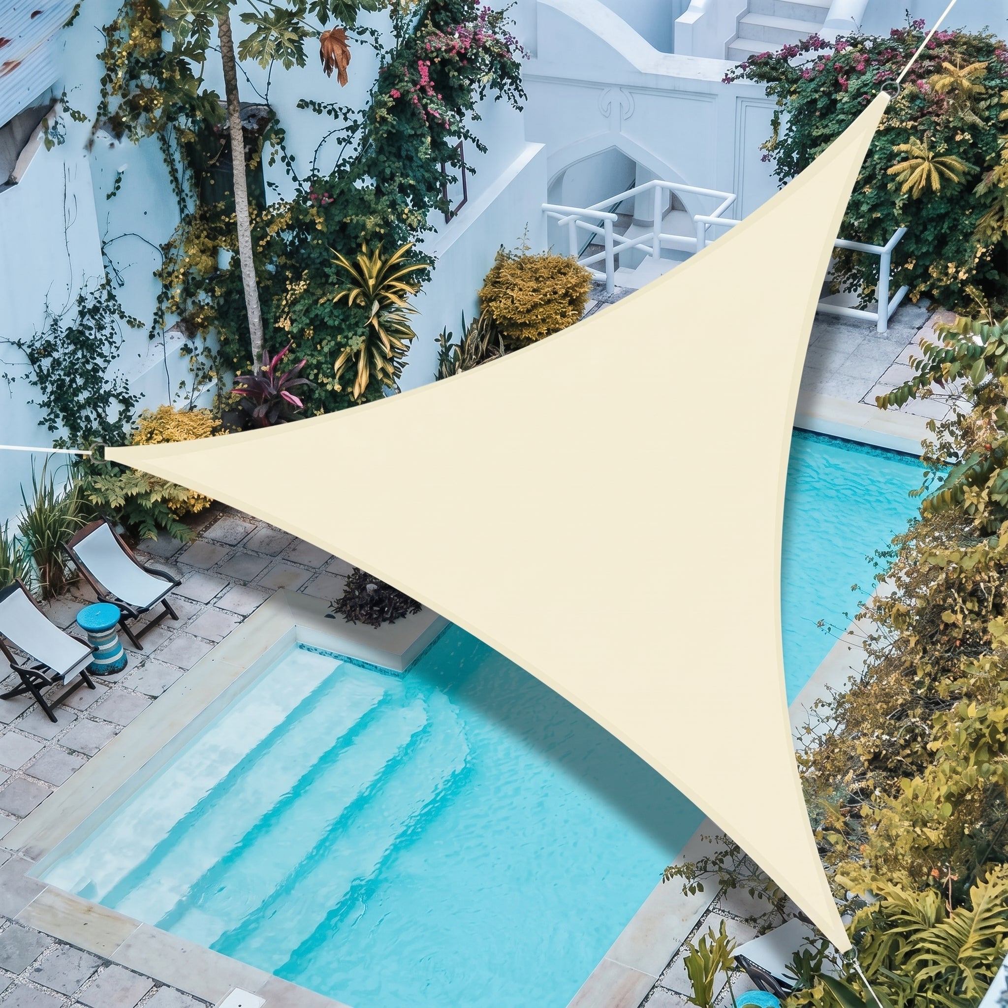 Dreieckiges Wasserdichtes Sonnensegel für Terrasse und Pool - Kinder-Sonnensegel - Beige - Voldeva