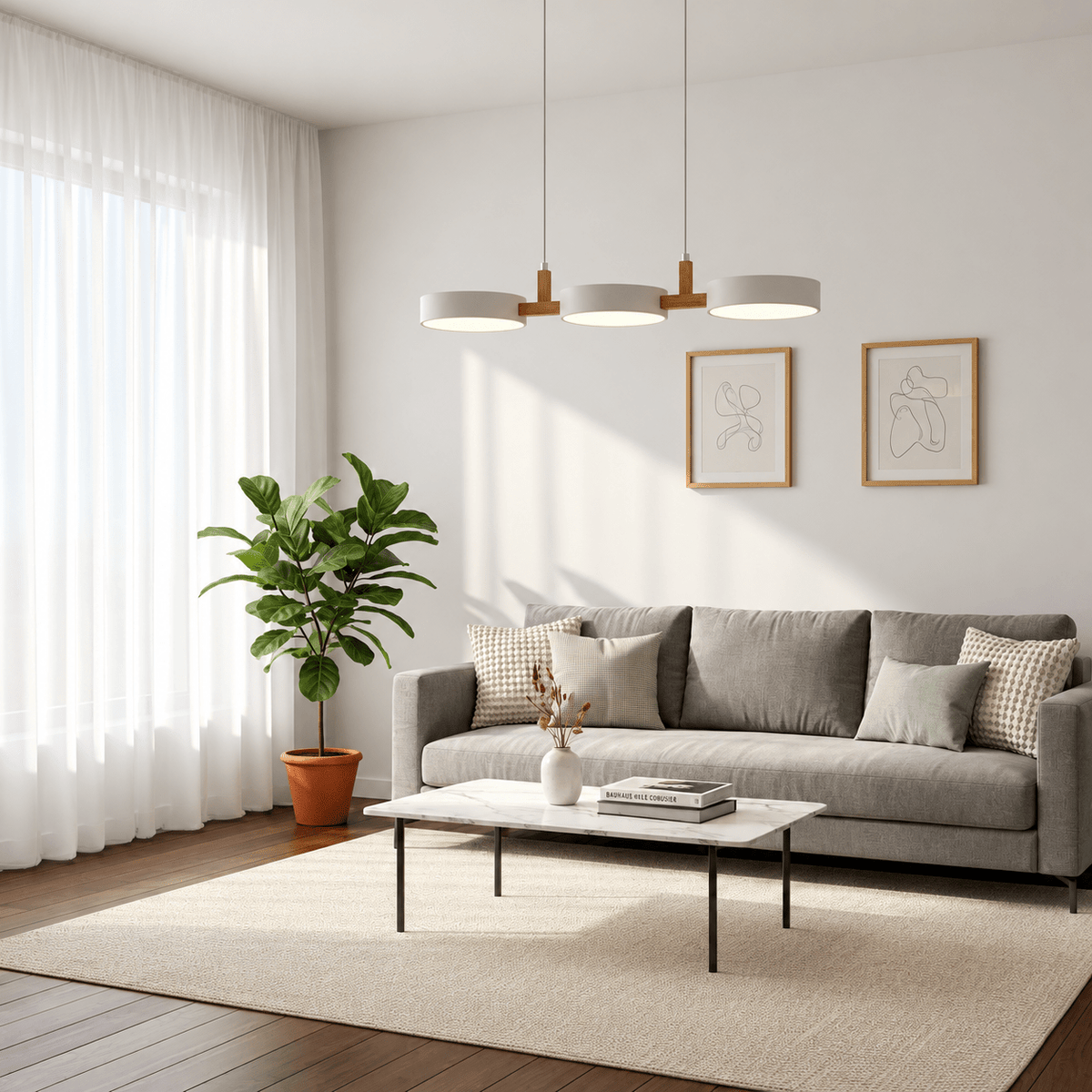 Dreiflammige LED Pendelleuchte im Skandinavischen Design - Pendant Light Fixtures - Weiß - Voldeva
