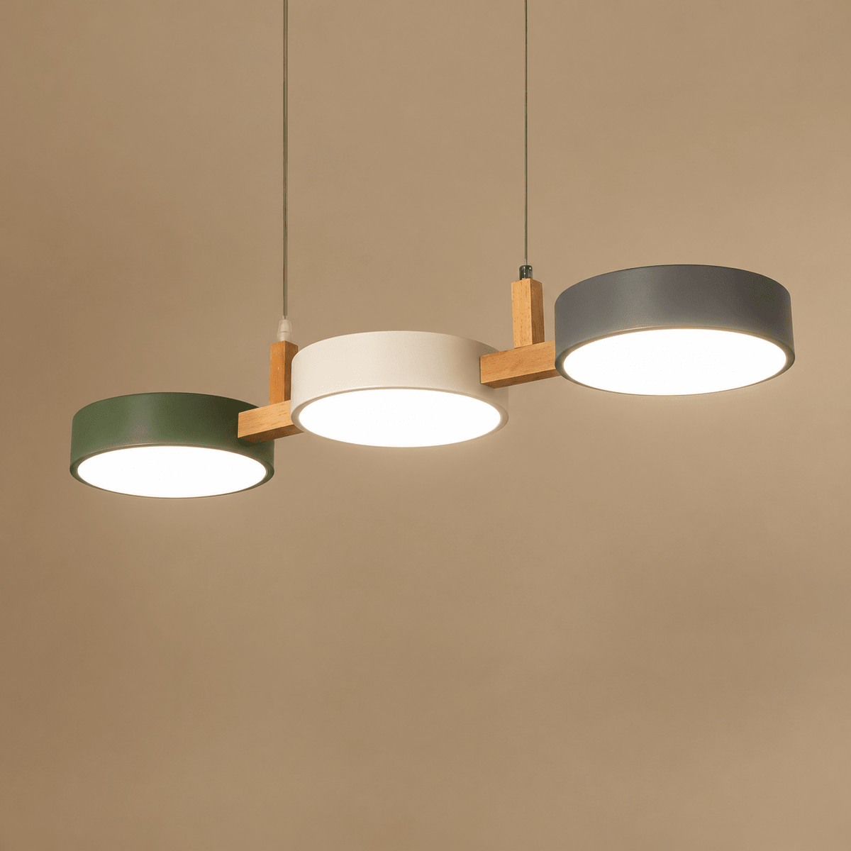 Dreiflammige LED Pendelleuchte im Skandinavischen Design - Pendant Light Fixtures - Weiß-Grau-Grün - Voldeva