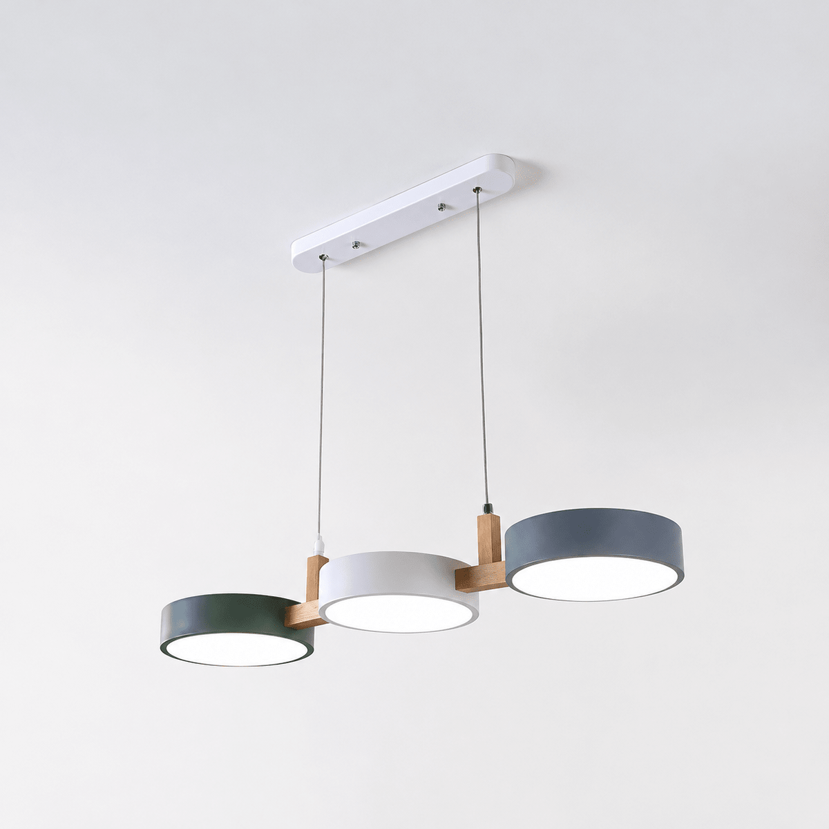 Dreiflammige LED Pendelleuchte im Skandinavischen Design - Pendant Light Fixtures - Weiß-Grau-Grün - Voldeva