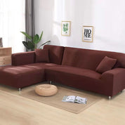 Elastischer Sofabezug für Ecksofas und Polstermöbel - Sofabezug - Kaffee - Voldeva