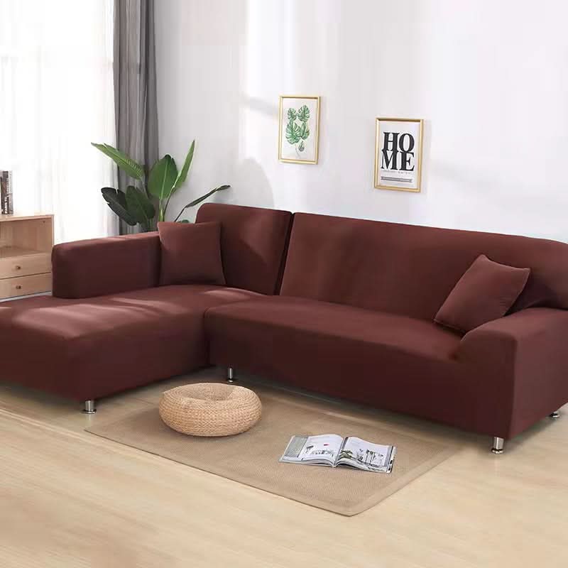 Elastischer Sofabezug für Ecksofas und Polstermöbel - Sofabezug - Kaffee - Voldeva