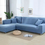 Elastischer Sofabezug für Ecksofas und Polstermöbel - Sofabezug - Blau - Voldeva
