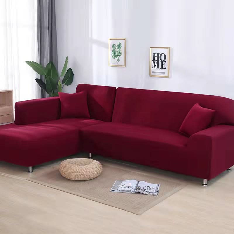 Elastischer Sofabezug für Ecksofas und Polstermöbel - Sofabezug - Weinrot - Voldeva