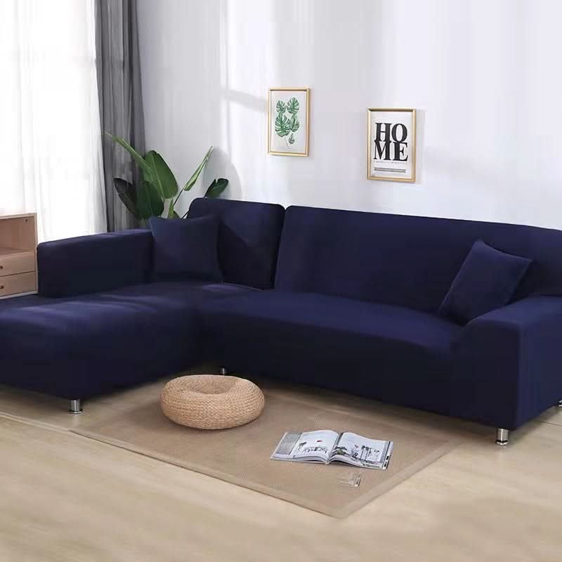 Elastischer Sofabezug für Ecksofas und Polstermöbel - Sofabezug - Marineblau - Voldeva