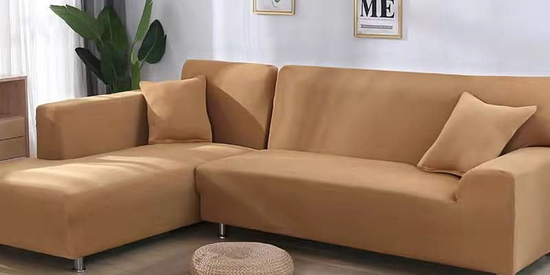 Elastischer Sofabezug für Ecksofas und Polstermöbel - Sofabezug - Kamel - Voldeva
