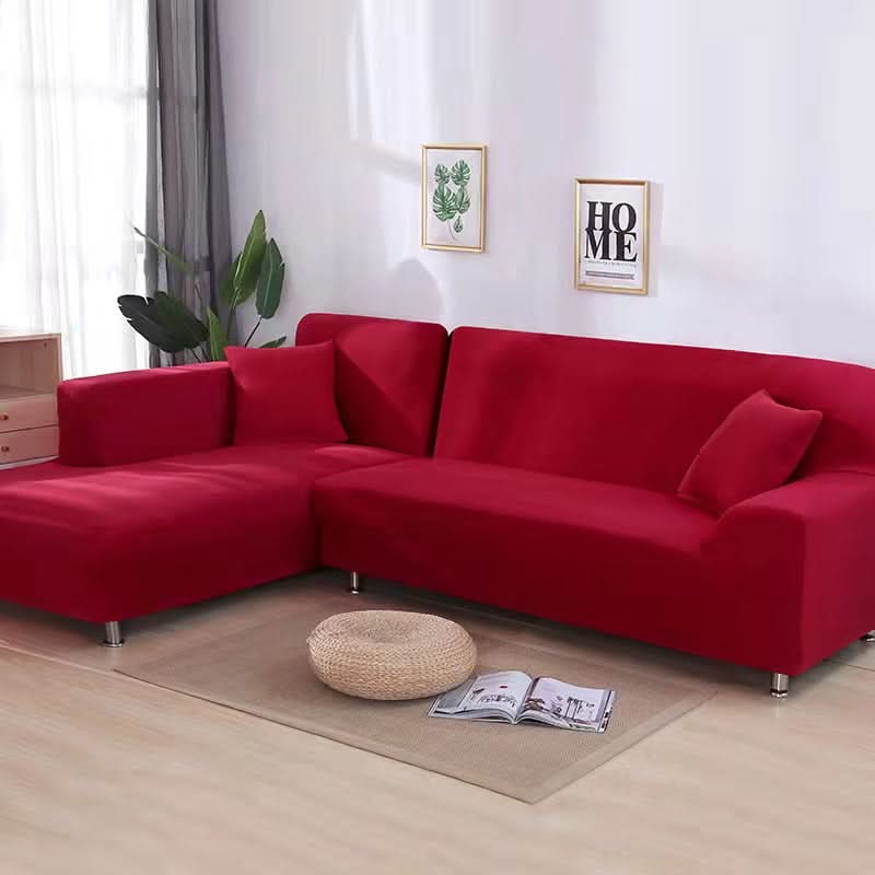 Elastischer Sofabezug für Ecksofas und Polstermöbel - Sofabezug - Rot - Voldeva