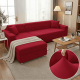 Elastischer Sofaüberzug für L-Form Sofas mit Kissenbezügen