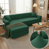Elastischer Sofaüberzug für L-Form Sofas mit Kissenbezügen