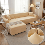 Elastischer Sofaüberzug für L - Form Sofas mit Kissenbezügen - Wohnzimmer - Beige - Voldeva