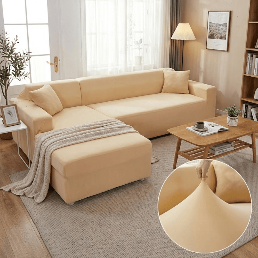 Elastischer Sofaüberzug für L - Form Sofas mit Kissenbezügen - Wohnzimmer - Voldeva