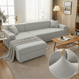 Elastischer Sofaüberzug für L-Form Sofas mit Kissenbezügen