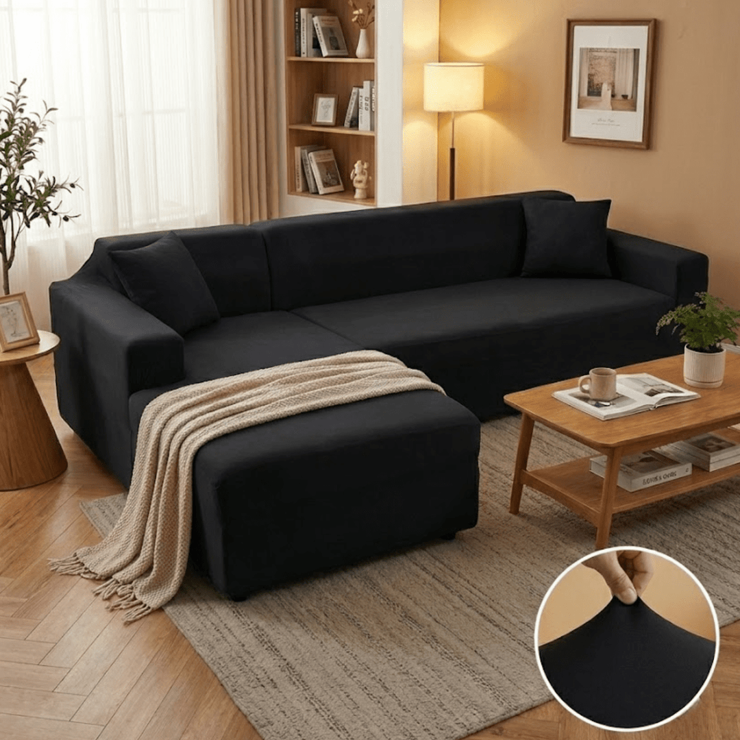 Elastischer Sofaüberzug für L - Form Sofas mit Kissenbezügen - Wohnzimmer - Voldeva