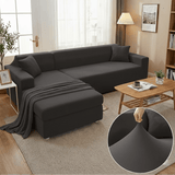 Elastischer Sofaüberzug für L-Form Sofas mit Kissenbezügen
