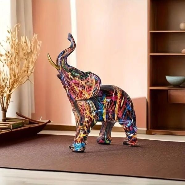 ElevaArt – Bunte Graffiti - Elefantenfigur für moderne Kunstliebhaber - Sculputure - Voldeva
