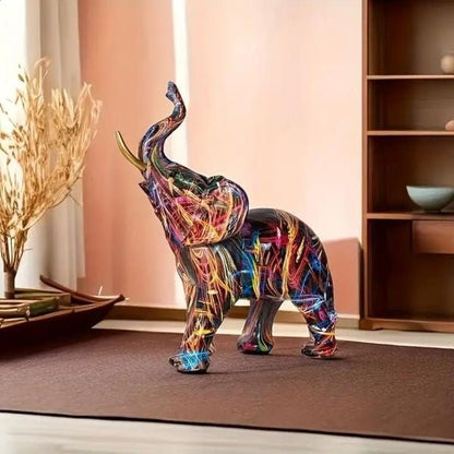 ElevaArt – Bunte Graffiti - Elefantenfigur für moderne Kunstliebhaber - Sculputure - Voldeva