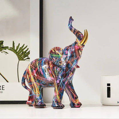 ElevaArt – Bunte Graffiti - Elefantenfigur für moderne Kunstliebhaber - Sculputure - Voldeva