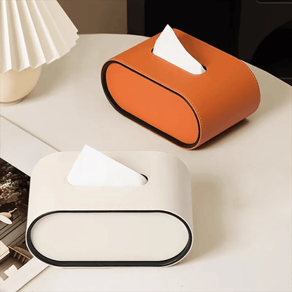 EliteLuxe – Stilvolle Leder - Taschentuchbox mit zeitloser Eleganz - Tissue Holder - Voldeva