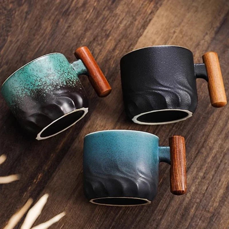 Espressobecher Mit Vintage Design Und Holzgriff - Becher - Komplettset - Voldeva
