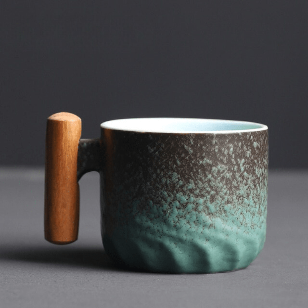 Espressobecher Mit Vintage Design Und Holzgriff - Becher - Grün - Voldeva