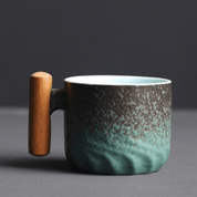 Espressobecher Mit Vintage Design Und Holzgriff - Becher - Grün - Voldeva