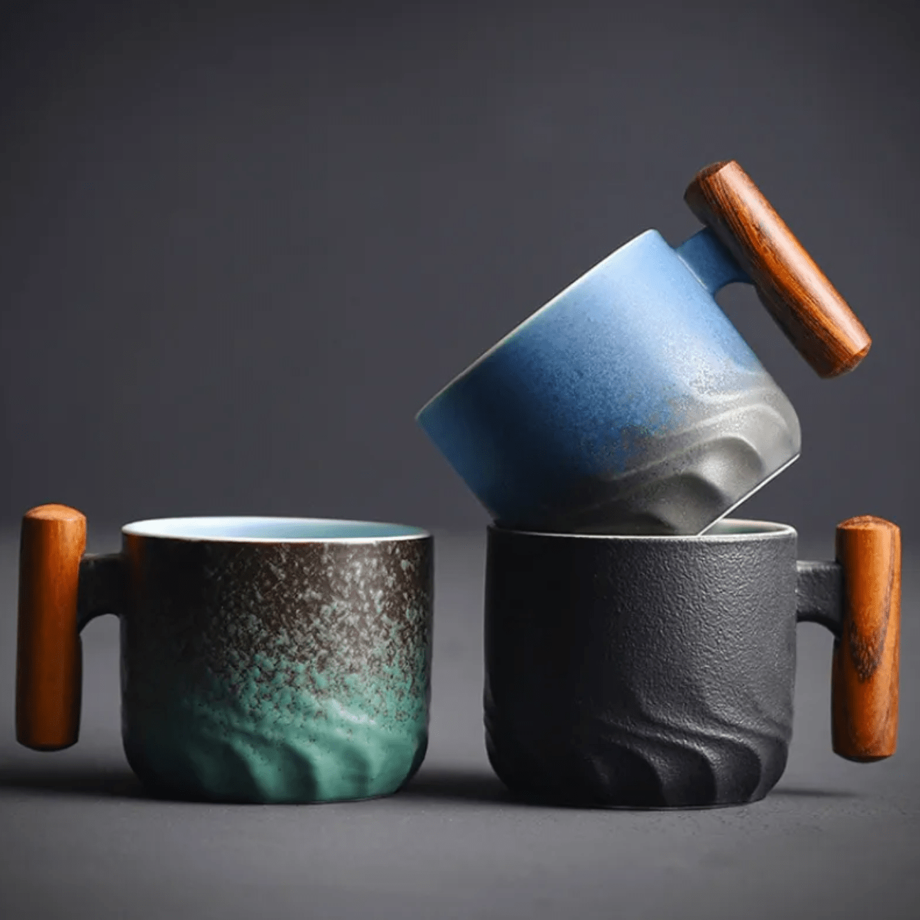 Espressobecher Mit Vintage Design Und Holzgriff - Becher - Komplettset - Voldeva