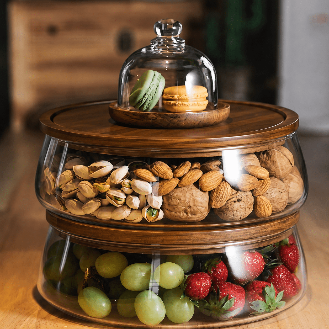 Etagere Vorratsbehälter mit Holzdeckel - Food Storage - 8x23.5 cm - Voldeva