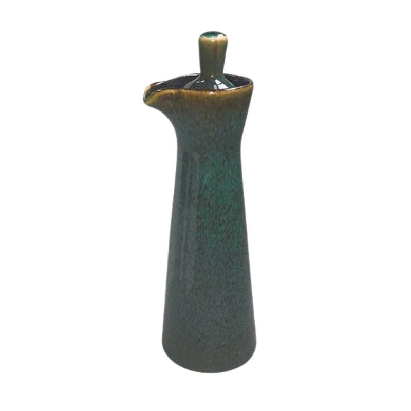 Fabian – Keramik Ölflasche mit Ausgießer für Küche & Tisch - Ölflasche - Grün - Voldeva