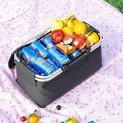 Faltbarer Kühlkorb mit Deckel und Tragegriffen für Picknick - Kühlkorb - Schwarz - Voldeva