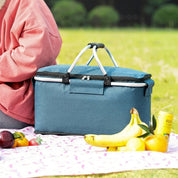 Faltbarer Kühlkorb mit Deckel und Tragegriffen für Picknick - Kühlkorb - Blau - Voldeva