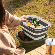 Faltbarer Mehrzweckkorb mit Tragegriffen für Camping und Picknick - Picknickkorb - Grau - Voldeva