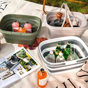 Faltbarer Mehrzweckkorb mit Tragegriffen für Camping und Picknick - Picknickkorb - Grau - Voldeva