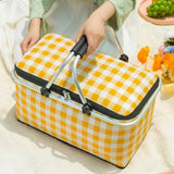 Faltbarer Picknickkorb mit Karo-Muster und Doppelreißverschluss