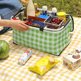 Faltbarer Picknickkorb mit Karo-Muster und Doppelreißverschluss