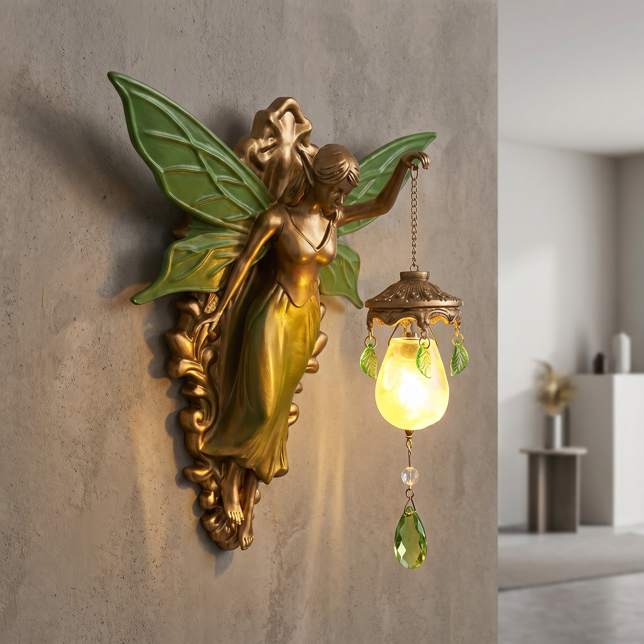 Dekorative Wandleuchte in Form einer Feenskulptur - Wandlampe - Voldeva