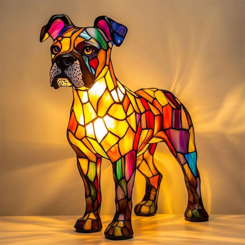 Finn – LED Nachtlampe im Glas - Stil mit Hunde Design - Tischlampen - Voldeva