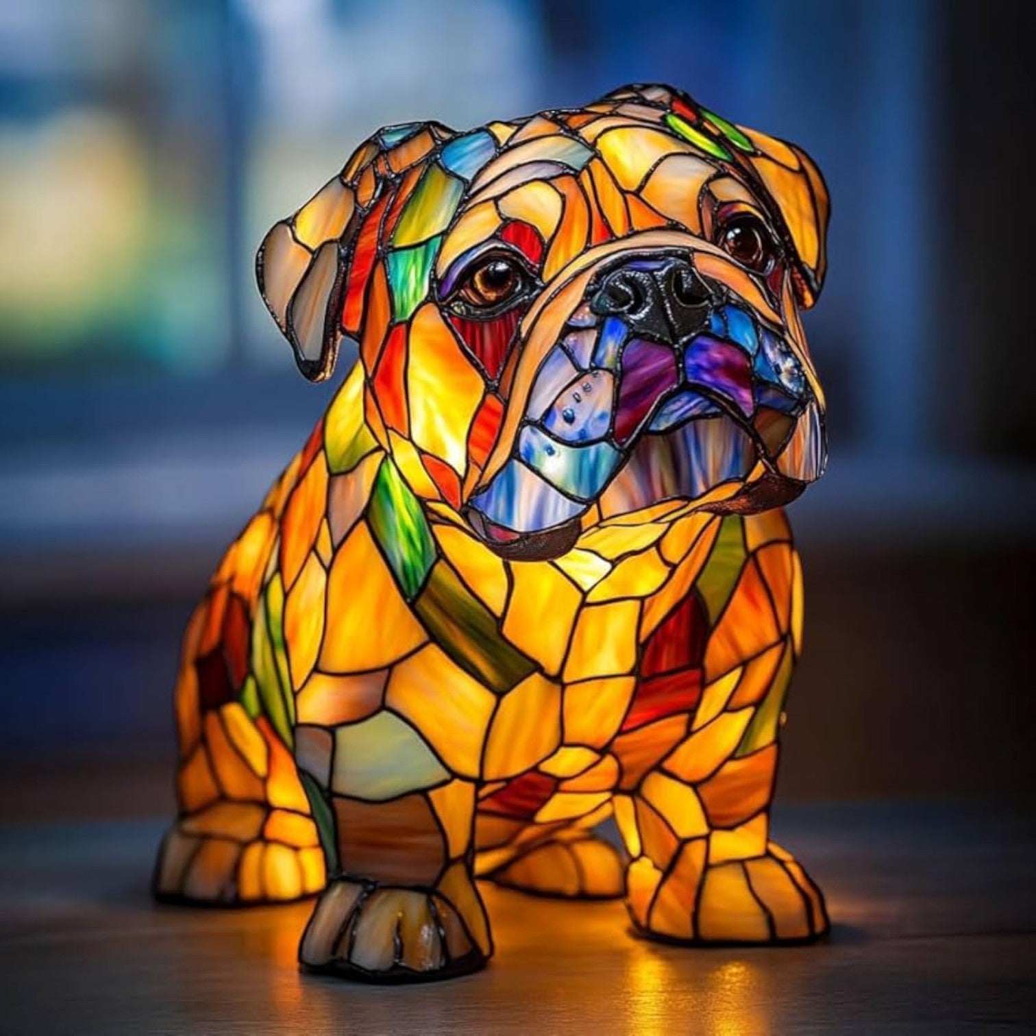 Finn – LED Nachtlampe mit Hunde Design - Tischlampen - Bulldog im Sitzen - Voldeva