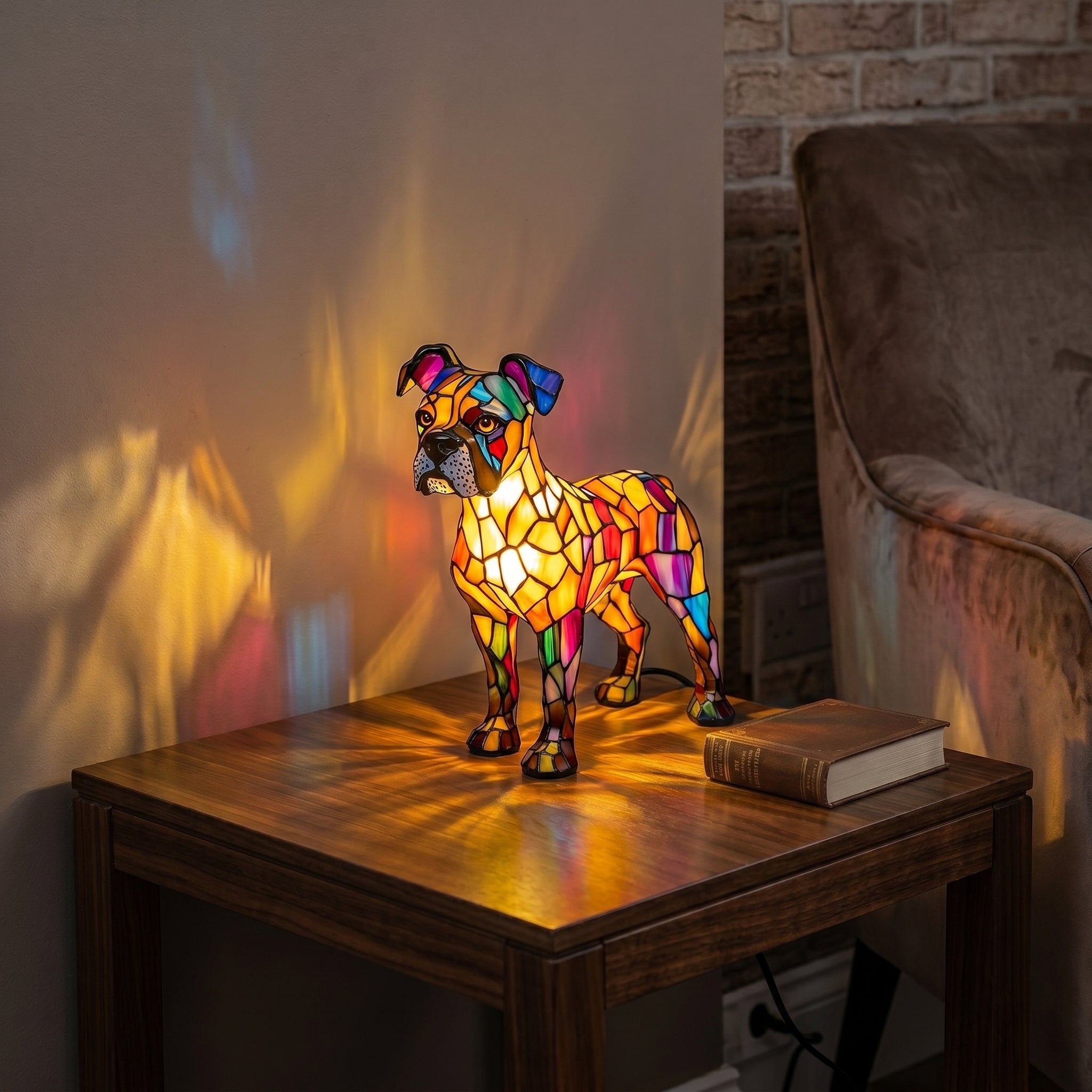 Finn – LED Nachtlampe mit Hunde Design - Tischlampen - Boxer - Voldeva