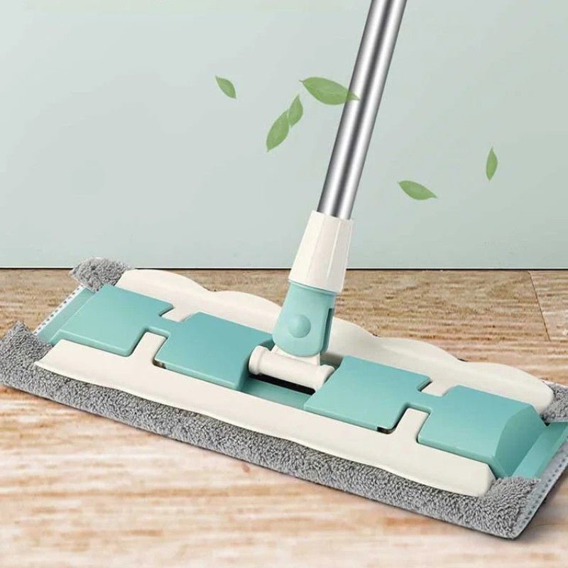 Flachmopp - aus Edelstahl mit wiederverwendbaren Bio - Baumwolltüchern - Wischmopp - Voldeva