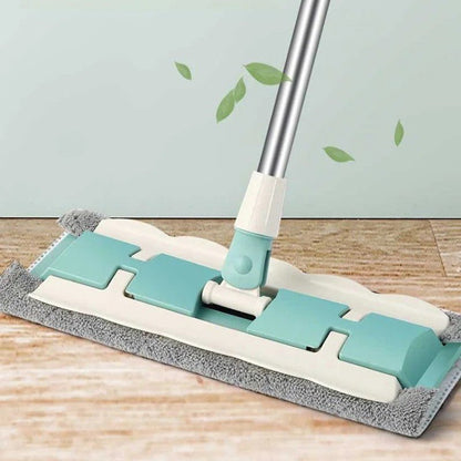 Flachmopp - aus Edelstahl mit wiederverwendbaren Bio - Baumwolltüchern - Wischmopp - Voldeva