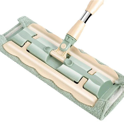 Flachmopp - aus Edelstahl mit wiederverwendbaren Bio - Baumwolltüchern - Wischmopp - Voldeva