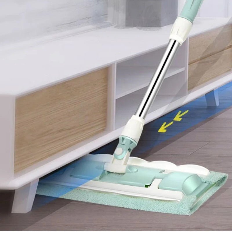 Flachmopp - aus Edelstahl mit wiederverwendbaren Bio - Baumwolltüchern - Wischmopp - Voldeva