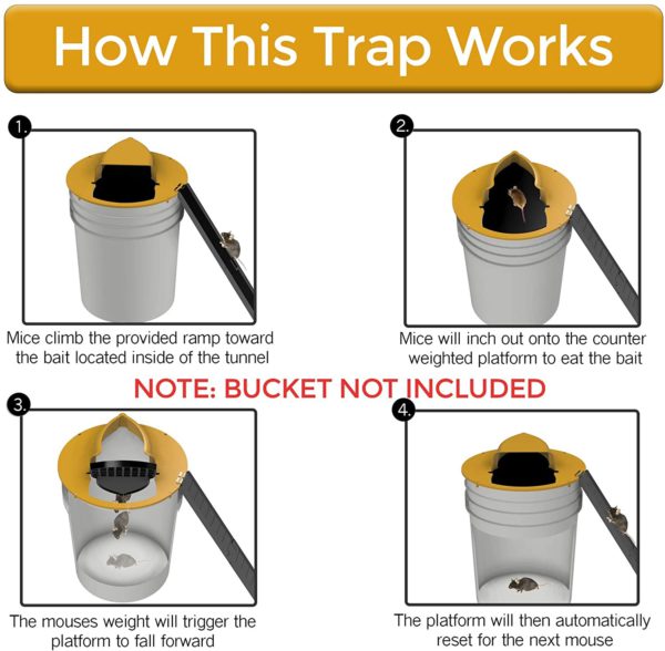 Flip N Slide - Eimerdeckel - Mausefalle für sicheren Haushalt - Flip N Slide Bucket Lid Mouse Trap - Voldeva