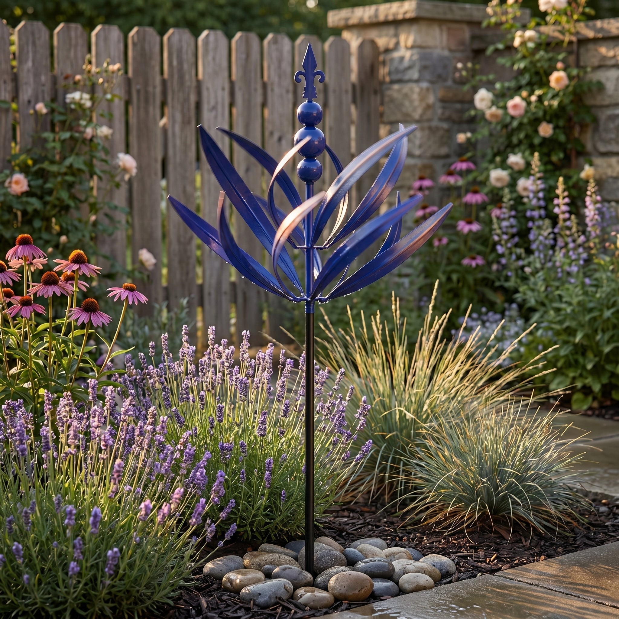 Garten - Windspinner mit Lotusblumen - Design - Windrad - Voldeva